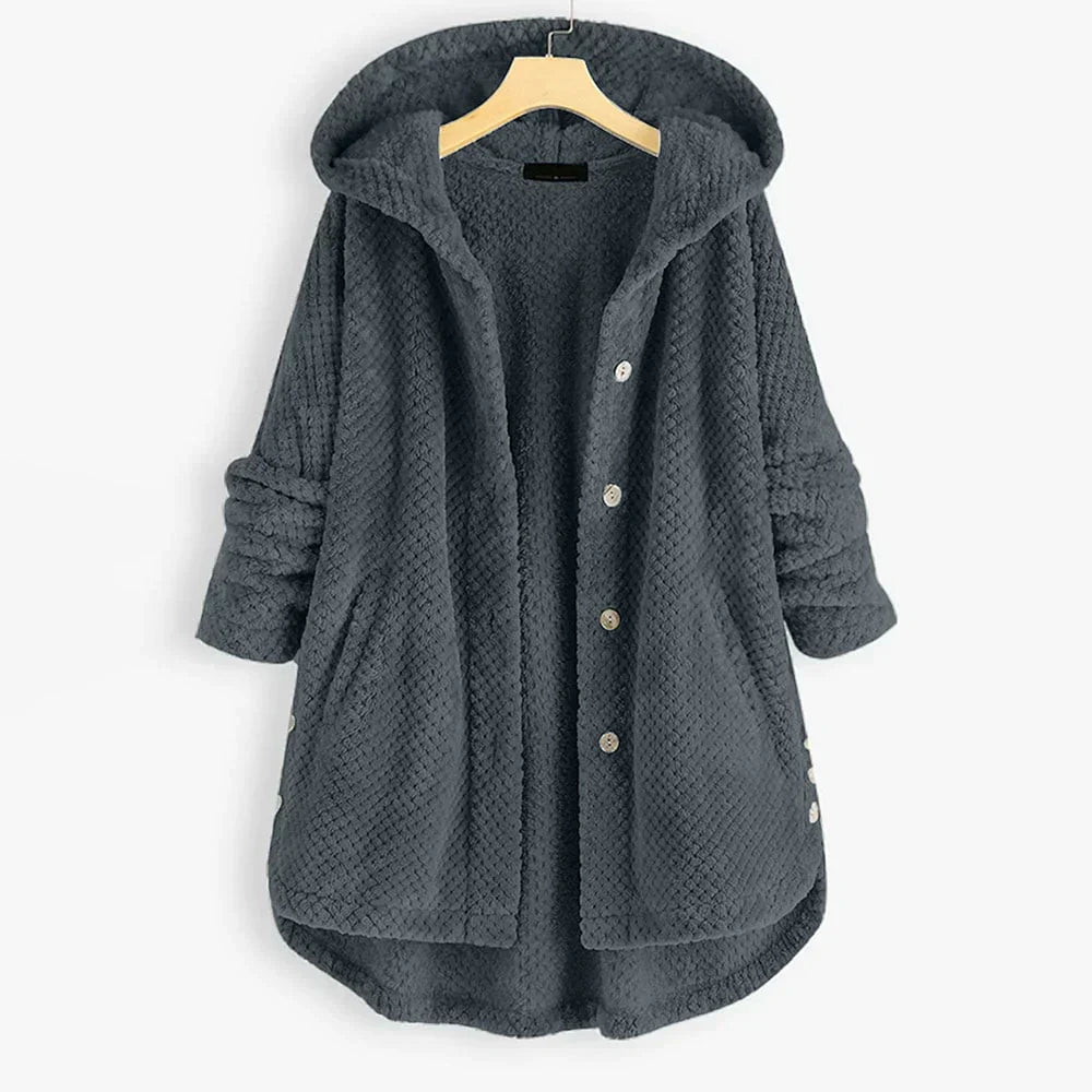 Women's Oversized Plush Fleece Hooded Cardigan Coat