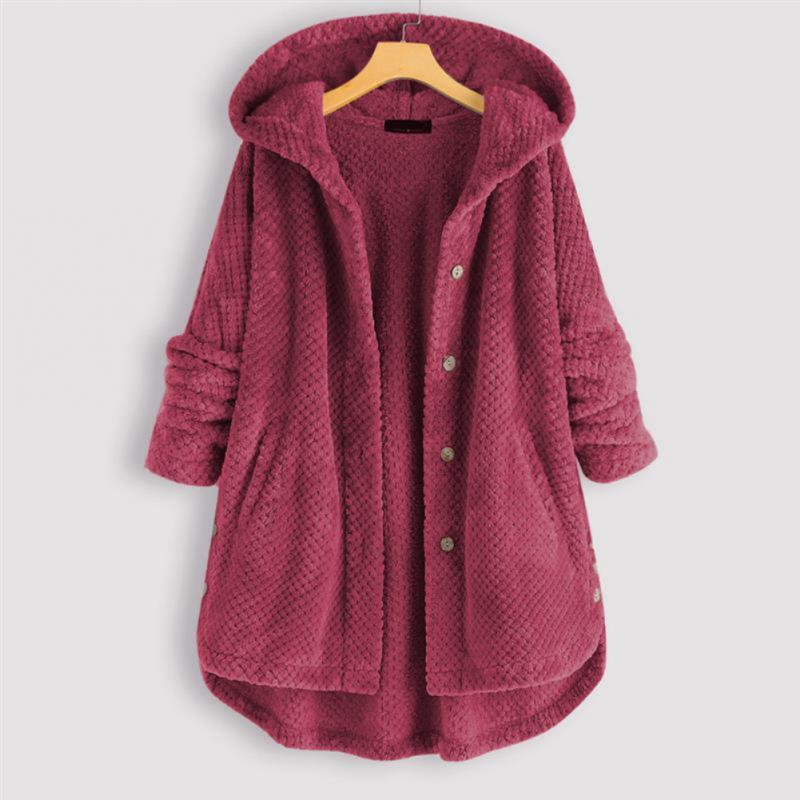 Women's Oversized Plush Fleece Hooded Cardigan Coat