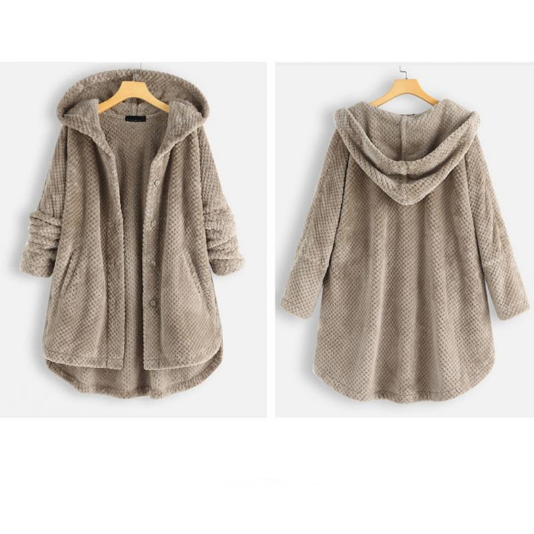 Women's Oversized Plush Fleece Hooded Cardigan Coat