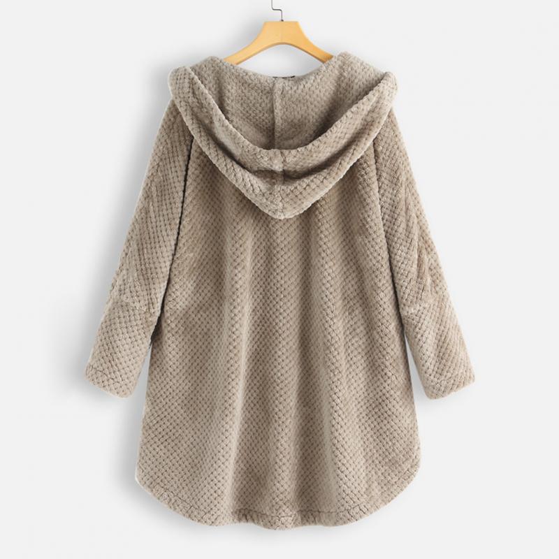 Women's Oversized Plush Fleece Hooded Cardigan Coat