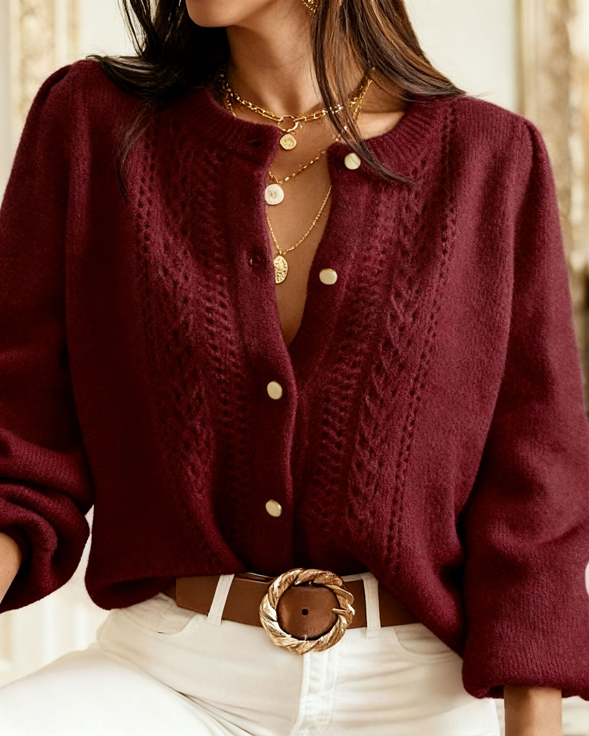 Zara | Round Neck Casual Knit Cardigan