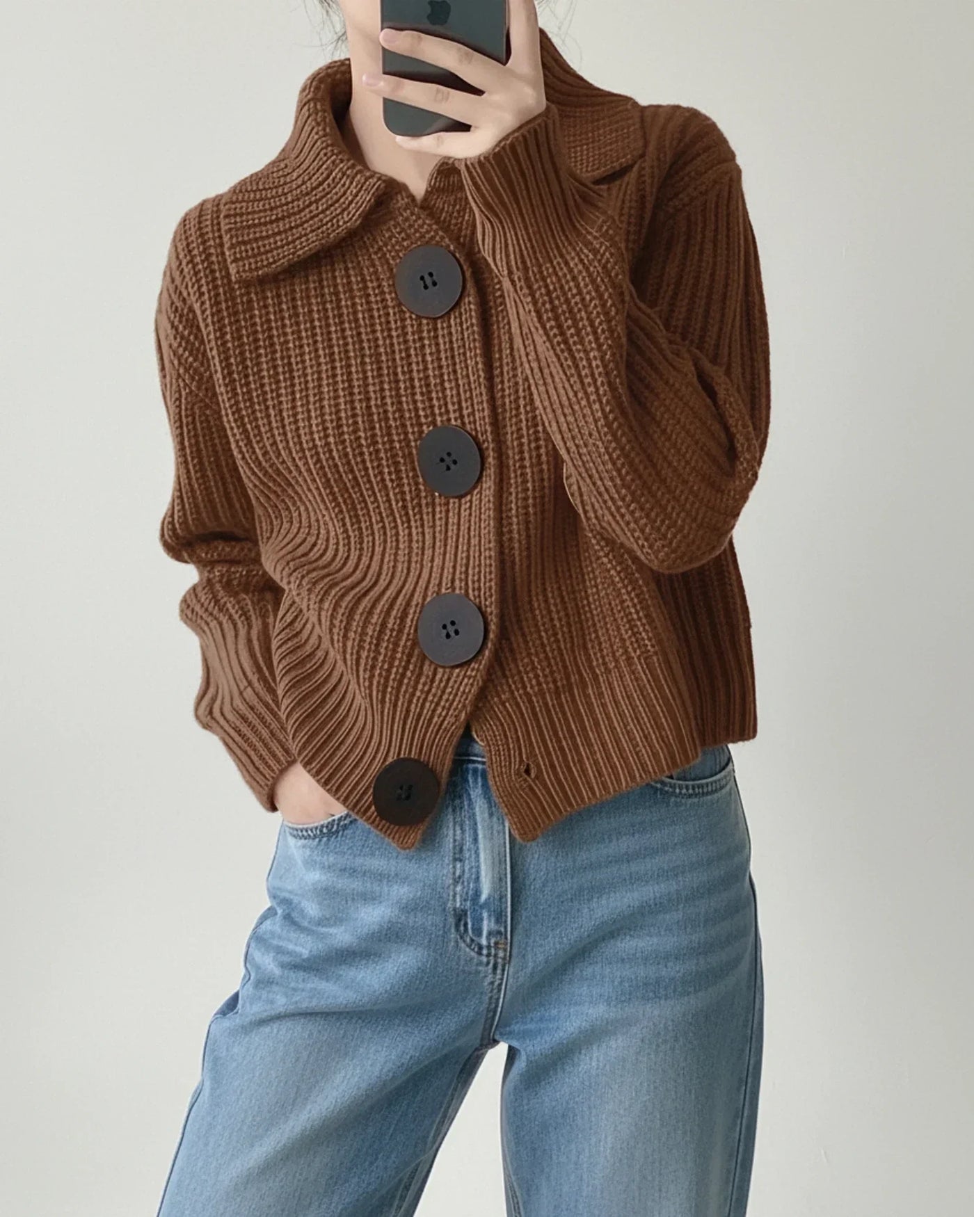 Women's Merino Wool Knit Cardigan Long Sleeve Sweater Jumper