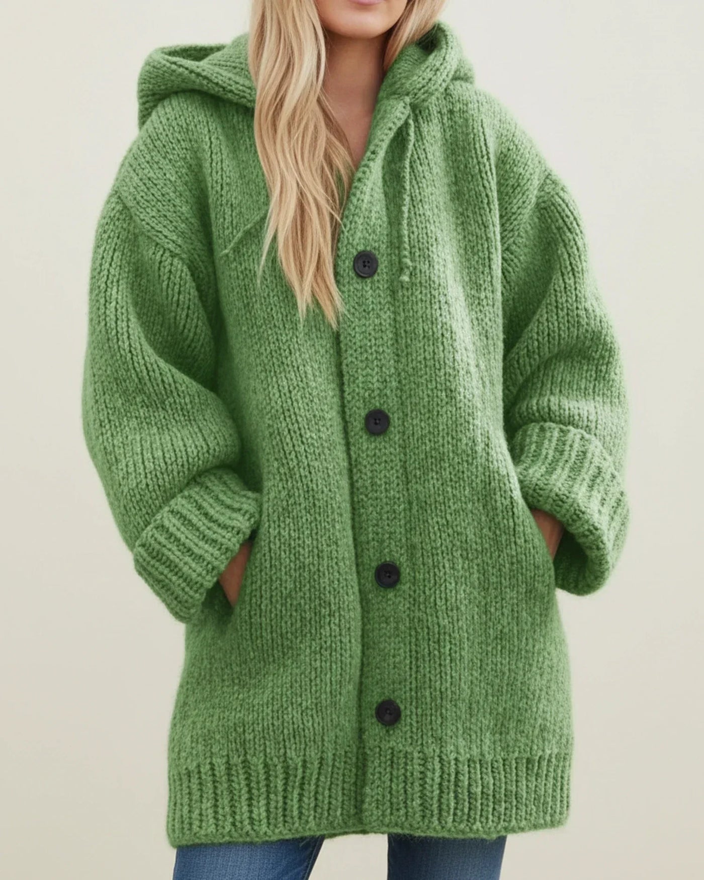 Women's Wool Knit Cardigan Hoodie Oversized Long Jumper Coat
