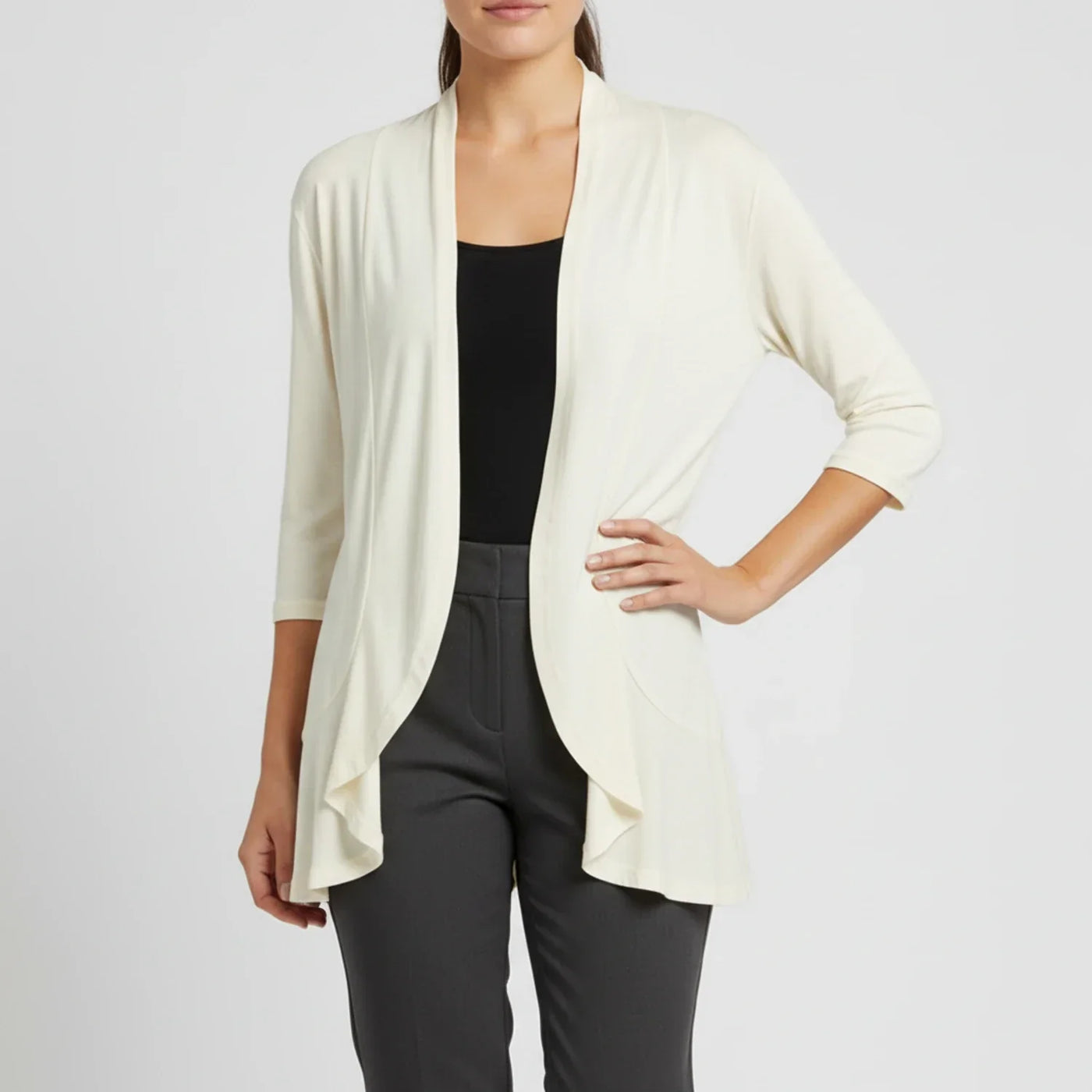 Women's Knit Blend Open Front Cardigan Drape Casual Sweater
