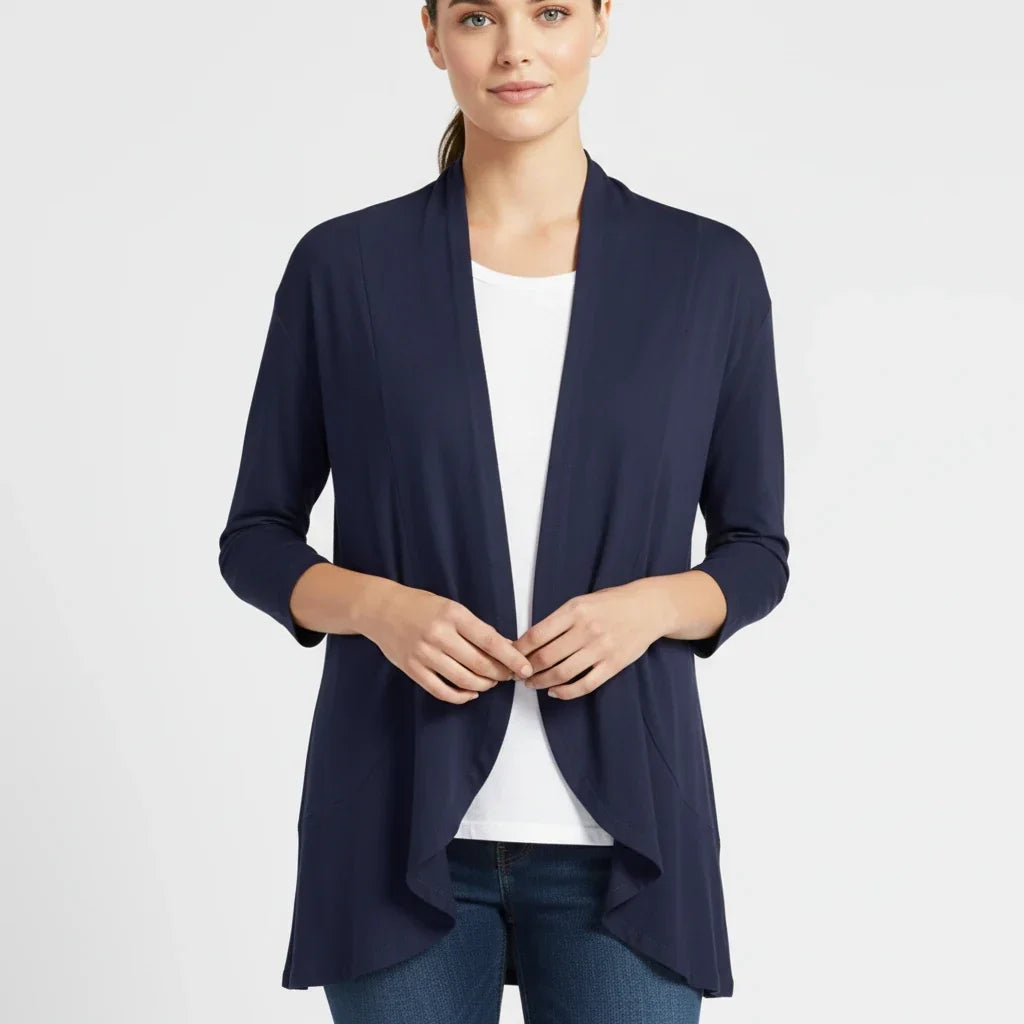 Women's Knit Blend Open Front Cardigan Drape Casual Sweater