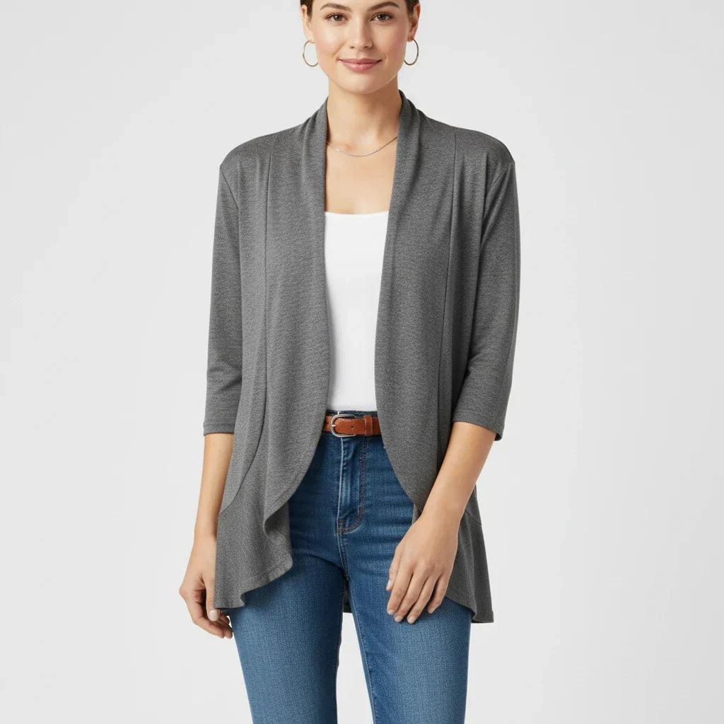 Women's Knit Blend Open Front Cardigan Drape Casual Sweater