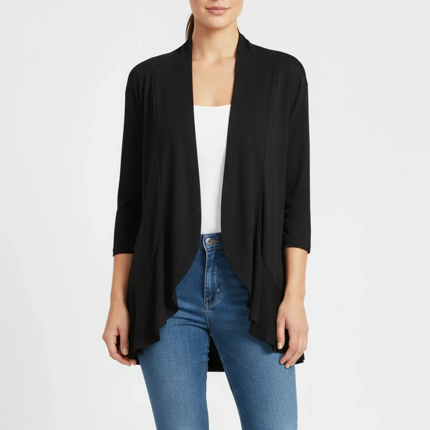 Women's Knit Blend Open Front Cardigan Drape Casual Sweater