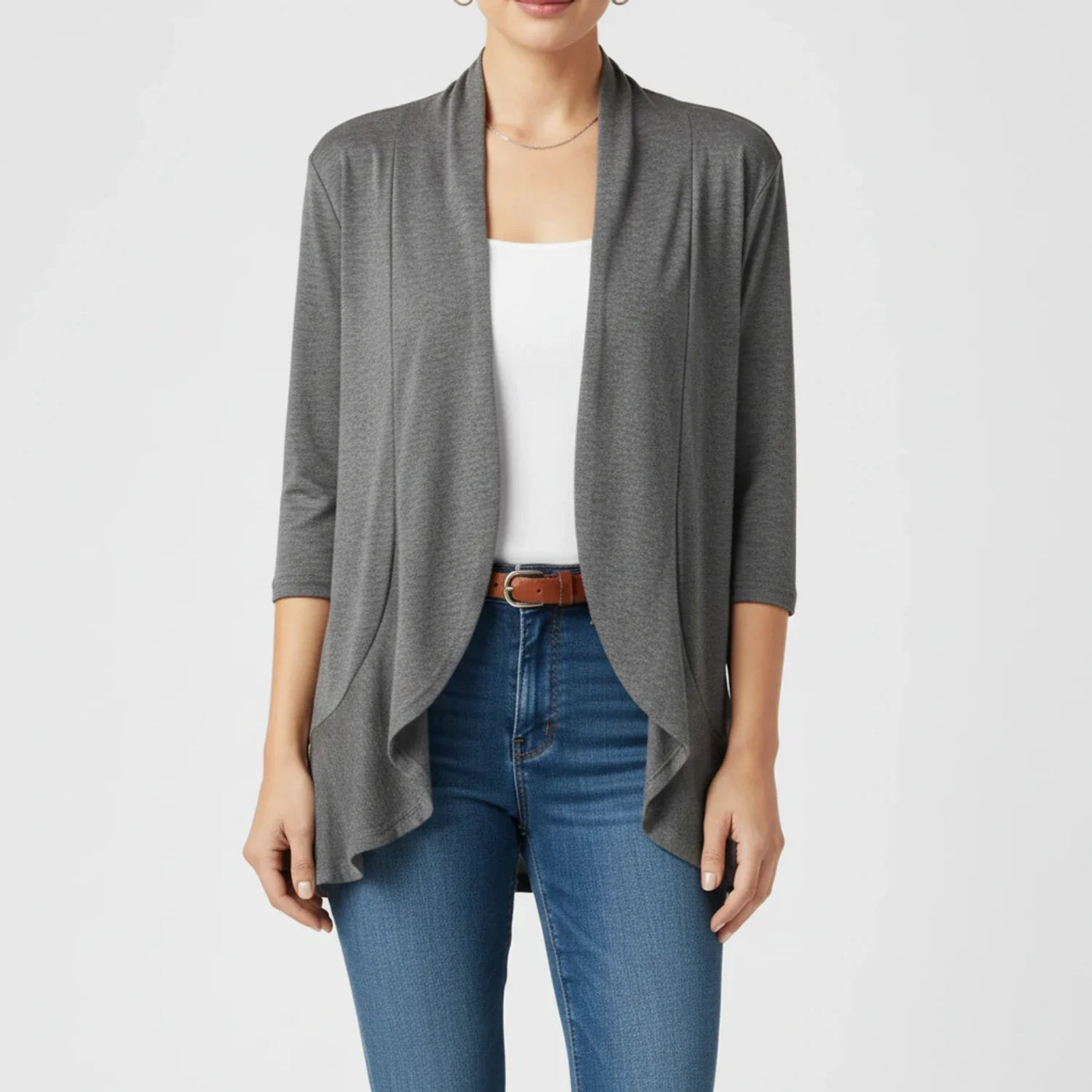 Women's Knit Blend Open Front Cardigan Drape Casual Sweater