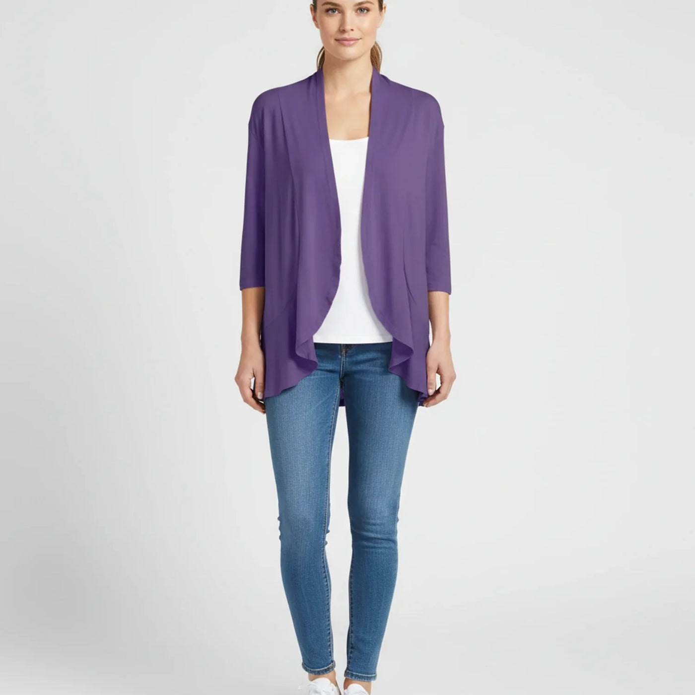 Women's Knit Blend Open Front Cardigan Drape Casual Sweater