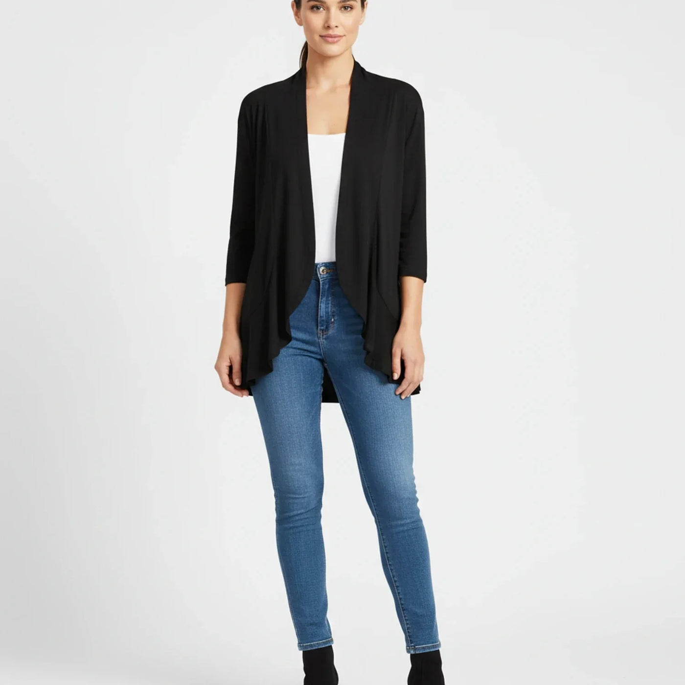 Women's Knit Blend Open Front Cardigan Drape Casual Sweater