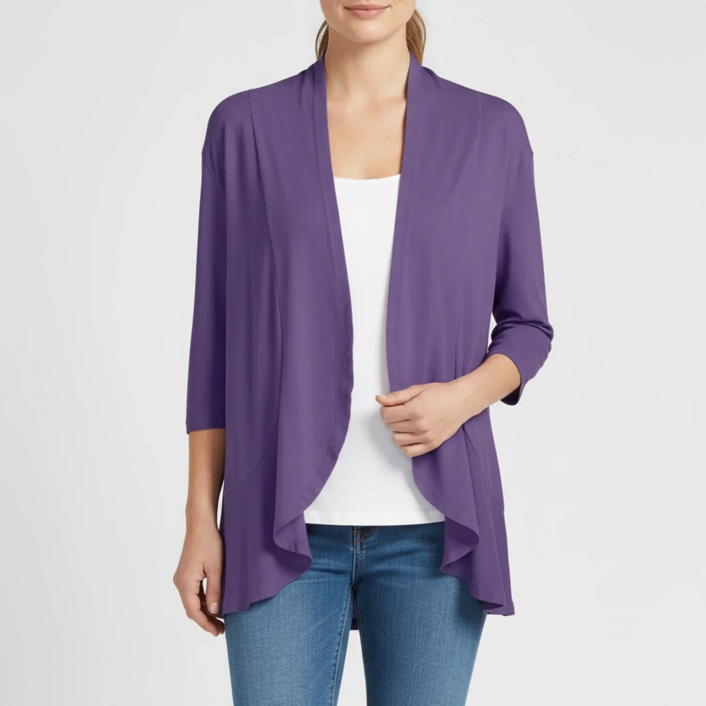 Women's Knit Blend Open Front Cardigan Drape Casual Sweater