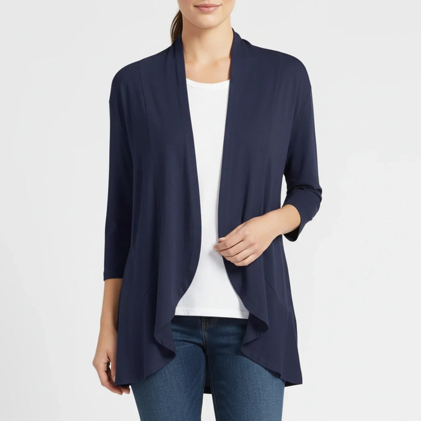 Women's Knit Blend Open Front Cardigan Drape Casual Sweater