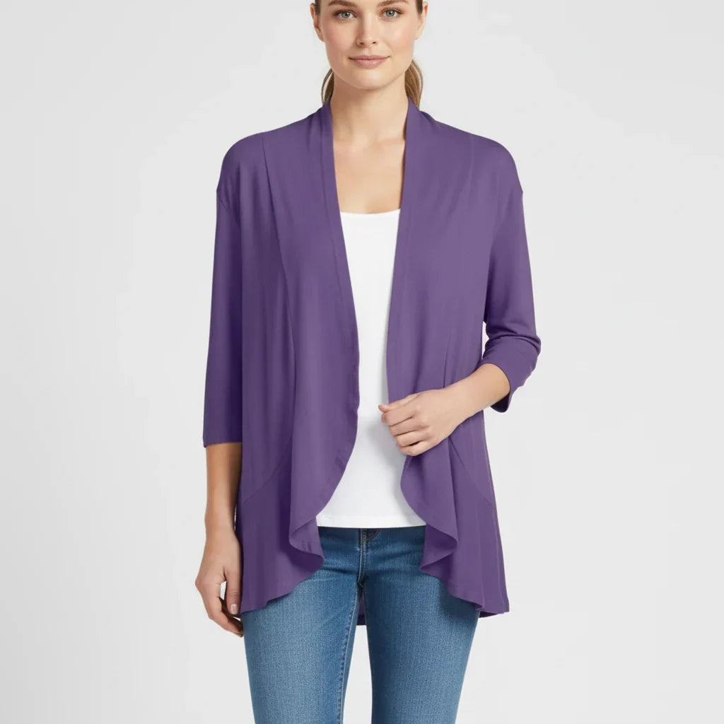 Women's Knit Blend Open Front Cardigan Drape Casual Sweater
