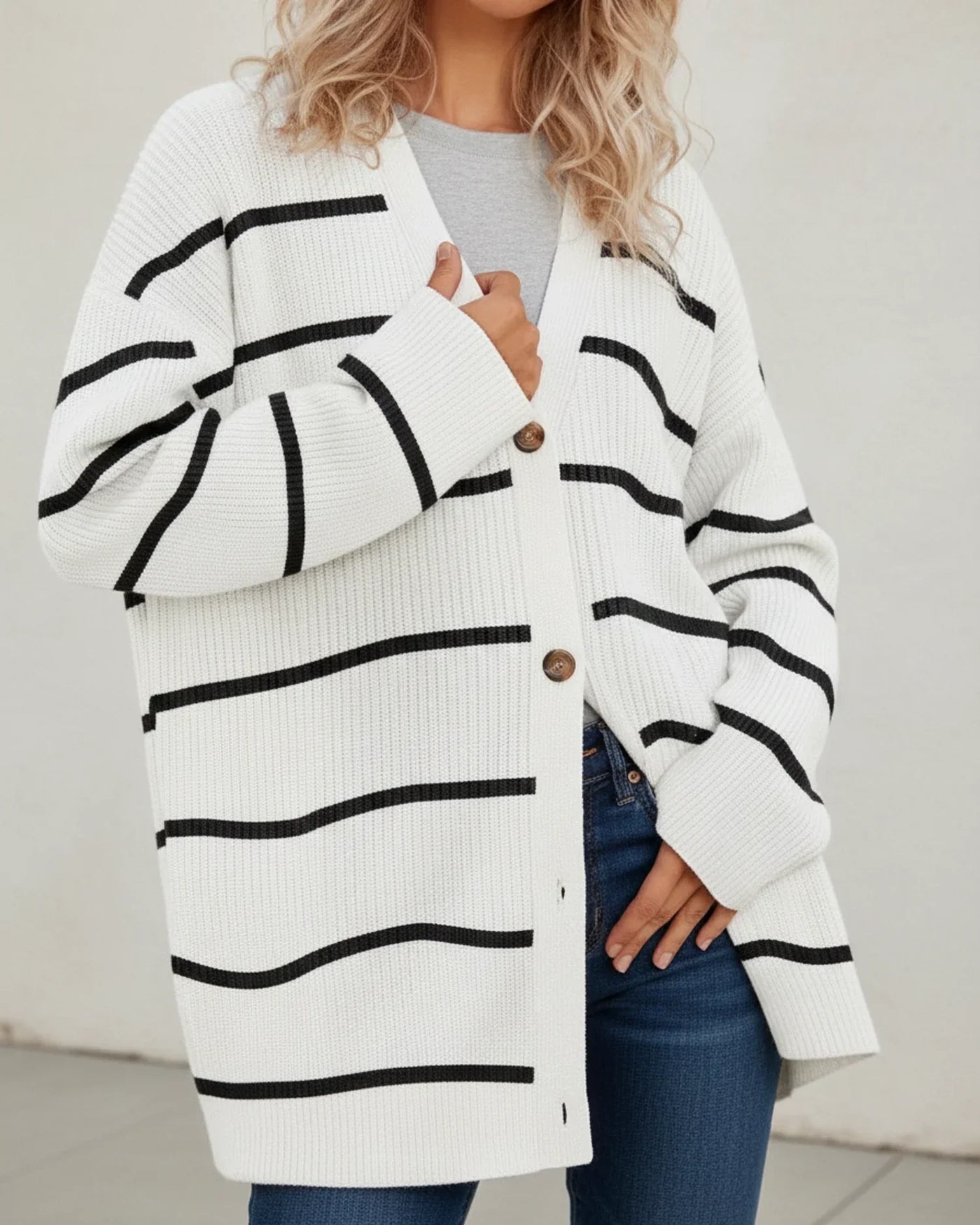 Women's Knit Cardigan Wool Oversized Button Up Sweater Open Front