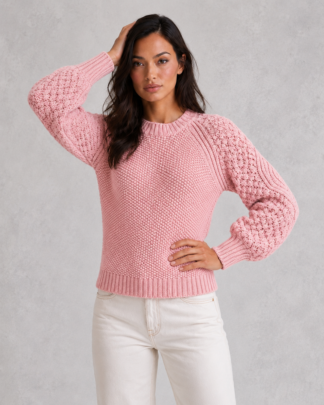 Women’s Chunky Knit Jumper - Crew Neck Relaxed Fit Pullover