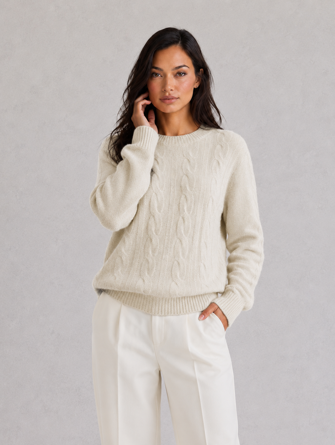 Women’s Relaxed Fit Knitted Jumper - Soft Crew Neck Casual Knitwear