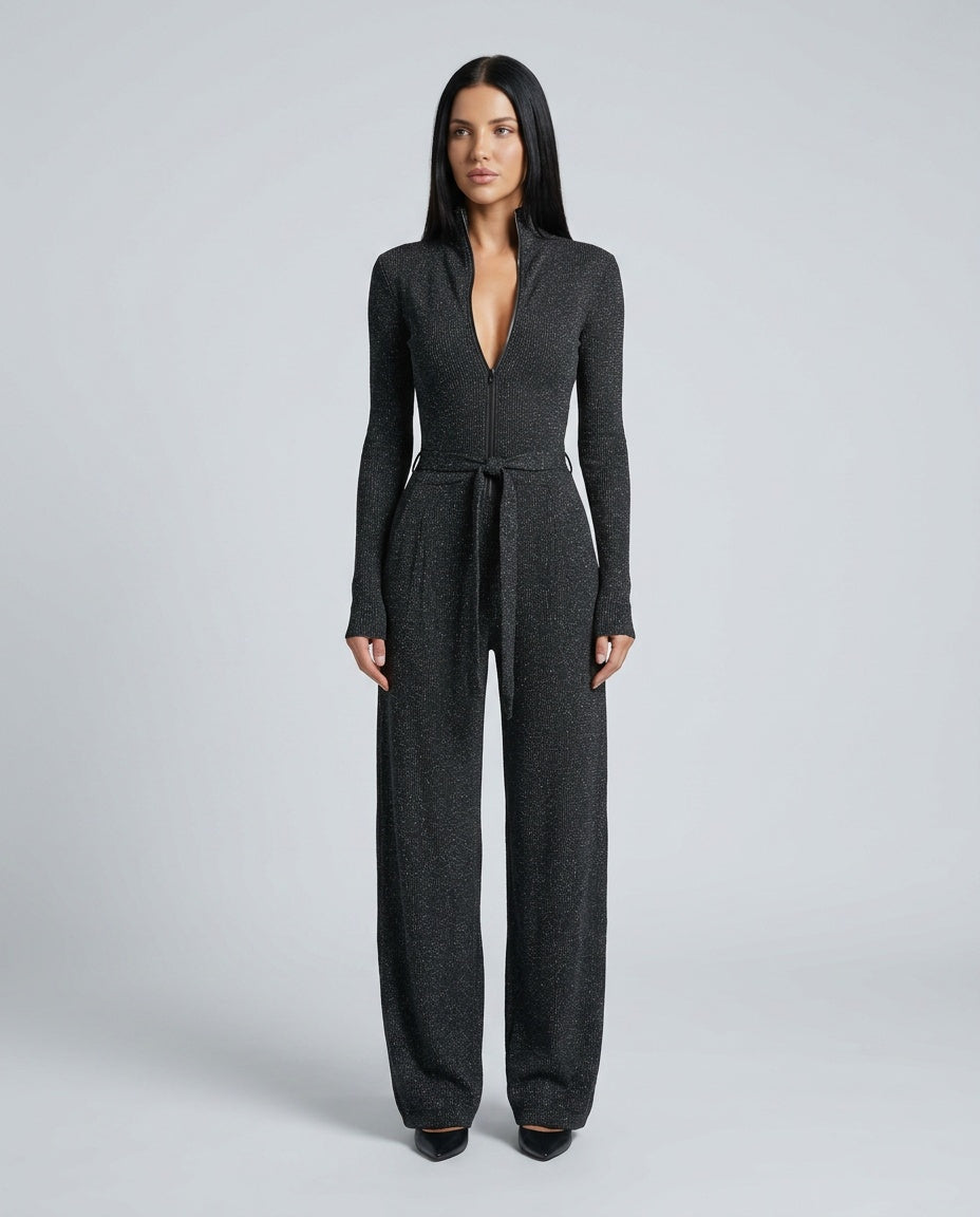 Aurora | Ribstrikket Jumpsuit med Lynlås